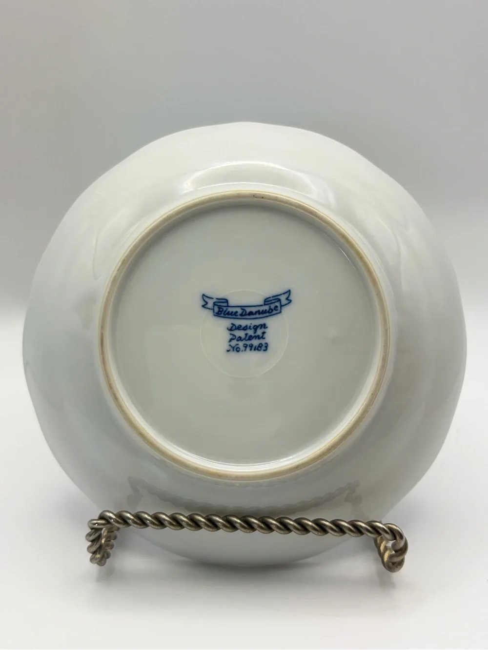 Blue Danube Set of 3 Teacup Saucers 5.5” Ribbon Banner Backstamp Farmhouse